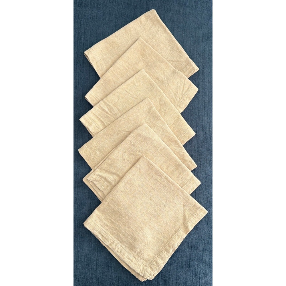 Vintage Pottery Barn Classic Beige Fabric Napkins 20 X 20 Set 6 Pieces Table Top